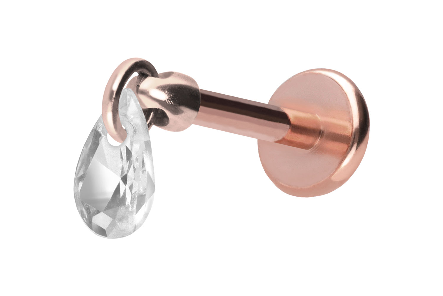 Titan Labret Piercing mit Push Fit KRISTALLTROPFEN